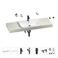 Раковина 65 см со столешницей 140 см Wellsee Eclatant 2.0 201013357 в наборе 10 в 1: столешница, раковина, смеситель, сифон, донный клапан, угловые вентили, аксессуары (цвет матовый черный)