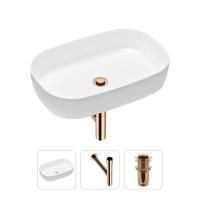 Комплект 3 в 1 Lavinia Boho Bathroom Sink 21520085: накладная фарфоровая раковина 54 см, металлический сифон, донный клапан