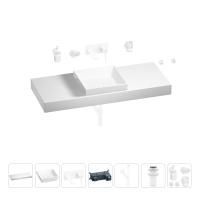 Раковина 40 см со столешницей 120 см Wellsee Doux 201009370 в наборе 9 в 1: столешница, раковина, встраиваемый смеситель, сифон, донный клапан, аксессуары (цвет набора матовый белый)