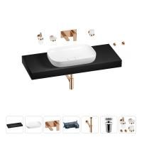 Раковина 60 см со столешницей 120 см Wellsee Croquis 201008244 в наборе 9 в 1: столешница, раковина, встраиваемый смеситель, сифон, выпуск, аксессуары (цвет набора розовое золото)