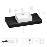 Раковина 43 см со столешницей 100 см Wellsee Graceful Pro 201012270 в наборе 10 в 1: столешница, раковина, смеситель, сифон, донный клапан, угловые вентили, аксессуары (цвет матовый белый)