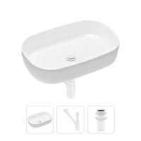Комплект 3 в 1 Lavinia Boho Bathroom Sink 21520067: накладная фарфоровая раковина 54 см, металлический сифон, донный клапан