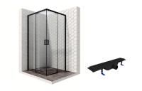 Душевой уголок Ambassador Queen Black 11011204-ST4, квадратный, линейный трап, 100х100