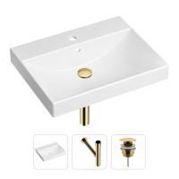 Комплект 3 в 1 Lavinia Boho Bathroom Sink 21520571: врезная фарфоровая раковина 60 см, металлический сифон, донный клапан