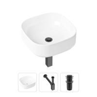 Комплект 3 в 1 Lavinia Boho Bathroom Sink 21520233: накладная фарфоровая раковина 40 см, металлический сифон, донный клапан