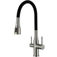 Смеситель для кухни с гибким изливом и подключением фильтра GAPPO G4399-65, сатин