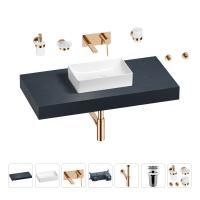 Раковина 42 см со столешницей 100 см Wellsee Pure BY Wellsee 201010829 в наборе 9 в 1: столешница, раковина, встраиваемый смеситель, сифон, выпуск, аксессуары (цвет набора розовое золото)