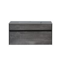 Тумба Vincea Chiara 1000 подвесная, 1 выкатной ящик soft-close, G.Stone с умывальником VCB-13100G из кварца, цвет серый