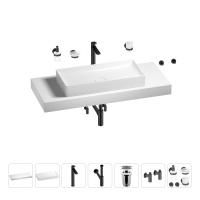 Раковина 75 см со столешницей 120 см Wellsee Pure BY Wellsee 201011752 в наборе 10 в 1: столешница, раковина, высокий смеситель, сифон, выпуск, кран-вентили, аксессуары (цвет матовый черный)