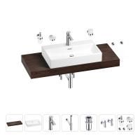 Раковина 70 см со столешницей 120 см Wellsee Graceful Pro 201012721 в наборе 10 в 1: столешница, раковина, смеситель, сифон, донный клапан, угловые вентили, аксессуары (цвет хром)