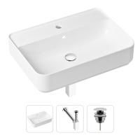 Комплект 3 в 1 Lavinia Boho Bathroom Sink 21520340: накладная фарфоровая раковина 60 см, металлический сифон, донный клапан