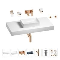 Раковина 42 см со столешницей 100 см Wellsee Pure BY Wellsee 201010869 в наборе 9 в 1: столешница, раковина, встраиваемый смеситель, сифон, выпуск, аксессуары (цвет набора розовое золото)