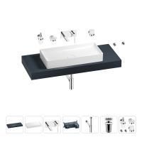 Раковина 75 см со столешницей 120 см Wellsee Pure BY Wellsee 201011706 в наборе 9 в 1: столешница, раковина, встраиваемый смеситель, сифон, выпуск, аксессуары (цвет набора хром)