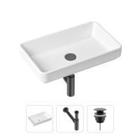 Комплект 3 в 1 Lavinia Boho Bathroom Sink 21520146: накладная фарфоровая раковина 55 см, металлический сифон, донный клапан