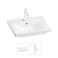 Раковина для ванной Wellsee FreeDom 201000820 в наборе 2 в 1: прямоугольная раковина белого глянцевого цвета, смеситель в цвете матовый белый