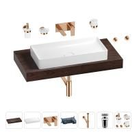 Раковина 75 см со столешницей 100 см Wellsee Pure BY Wellsee 201011624 в наборе 9 в 1: столешница, раковина, встраиваемый смеситель, сифон, выпуск, аксессуары (цвет набора розовое золото)