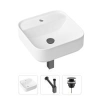 Комплект 3 в 1 Lavinia Boho Bathroom Sink 21520288: накладная фарфоровая раковина 42 см, металлический сифон, донный клапан