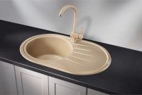 Мойка для кухни Granula Standart 7601 бежевый, 76х50 см, овальная