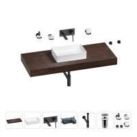 Раковина 42 см со столешницей 120 см Wellsee Pure BY Wellsee 201010947 в наборе 9 в 1: столешница, раковина, встраиваемый смеситель, сифон, выпуск, аксессуары (цвет набора матовый черный)