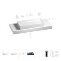 Раковина 75 см со столешницей 120 см Wellsee Pure BY Wellsee 201011770 в наборе 9 в 1: столешница, раковина, встраиваемый смеситель, сифон, выпуск, аксессуары (цвет набора матовый белый)