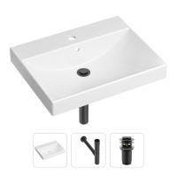 Комплект 3 в 1 Lavinia Boho Bathroom Sink 21520568: врезная фарфоровая раковина 60 см, металлический сифон, донный клапан