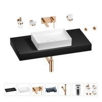 Раковина 50 см со столешницей 100 см Wellsee Pure BY Wellsee 201011309 в наборе 9 в 1: столешница, раковина, встраиваемый смеситель, сифон, выпуск, аксессуары (цвет набора розовое золото)