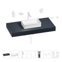 Раковина 42 см со столешницей 100 см Wellsee Pure BY Wellsee 201010820 в наборе 10 в 1: столешница, раковина, высокий смеситель, сифон, выпуск, кран-вентили, аксессуары (цвет матовый белый)
