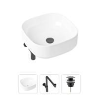 Комплект 3 в 1 Lavinia Boho Bathroom Sink 21520264: накладная фарфоровая раковина 40 см, металлический сифон, донный клапан