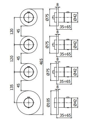 Смеситель для ванны с душем скрытого монтажа Paffoni MODULAR BOX MDE019NO