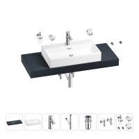 Раковина 70 см со столешницей 120 см Wellsee Graceful Pro 201012701 в наборе 10 в 1: столешница, раковина, смеситель, сифон, донный клапан, угловые вентили, аксессуары (цвет хром)