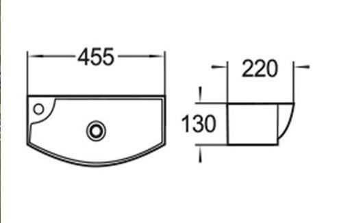 Раковина подвесная WeltWasser WW AISBACH 7946 GL-WT L глянцевая белая 455х220х130 мм
