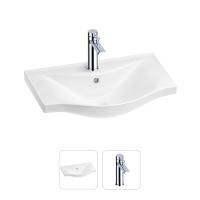 Раковина для ванной Wellsee Bisou 201000891 в наборе 2 в 1: полукруглая раковина белого глянцевого цвета, смеситель в цвете хром