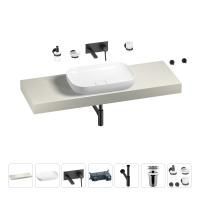 Раковина 60 см со столешницей 140 см Wellsee Croquis 201008267 в наборе 9 в 1: столешница, раковина, встраиваемый смеситель, сифон, выпуск, аксессуары (цвет набора матовый черный)