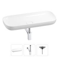 Раковина для ванной Wellsee Croquis 201001031 в наборе 3 в 1: овальная раковина белого глянцевого цвета, сифон, выпуск в цвете хром