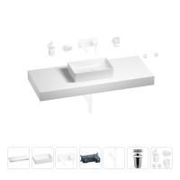 Раковина 42 см со столешницей 120 см Wellsee Pure BY Wellsee 201010965 в наборе 9 в 1: столешница, раковина, встраиваемый смеситель, сифон, выпуск, аксессуары (цвет набора матовый белый)