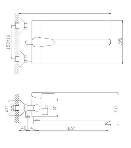 Смеситель для ванны Haiba HB22802