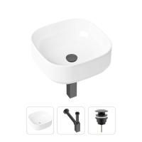 Комплект 3 в 1 Lavinia Boho Bathroom Sink 21520234: накладная фарфоровая раковина 40 см, металлический сифон, донный клапан