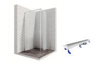 Душевой уголок Ambassador Diamond 12011103L-ST3, квадратный, линейный трап, 100х100