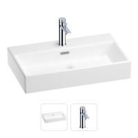 Раковина для ванной Wellsee Graceful Pro 201000791 в наборе 2 в 1: прямоугольная раковина белого глянцевого цвета, смеситель в цвете хром