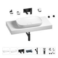 Раковина 60 см со столешницей 100 см Wellsee Croquis 201008102 в наборе 9 в 1: столешница, раковина, встраиваемый смеситель, сифон, выпуск, аксессуары (цвет набора матовый черный)