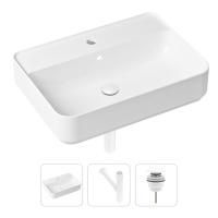 Комплект 3 в 1 Lavinia Boho Bathroom Sink 21520358: накладная фарфоровая раковина 60 см, металлический сифон, донный клапан