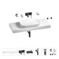 Раковина 60 см со столешницей 120 см Wellsee Croquis 201008227 в наборе 9 в 1: столешница, раковина, встраиваемый смеситель, сифон, выпуск, аксессуары (цвет набора матовый черный)