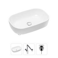 Комплект 3 в 1 Lavinia Boho Bathroom Sink 21520046: накладная фарфоровая раковина 54 см, металлический сифон, донный клапан