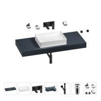 Раковина 50 см со столешницей 120 см Wellsee Pure BY Wellsee 201011342 в наборе 9 в 1: столешница, раковина, встраиваемый смеситель, сифон, выпуск, аксессуары (цвет набора матовый черный)