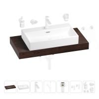 Раковина 70 см со столешницей 100 см Wellsee Graceful Pro 201012665 в наборе 10 в 1: столешница, раковина, смеситель, сифон, донный клапан, угловые вентили, аксессуары (цвет матовый белый)