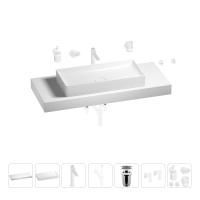 Раковина 75 см со столешницей 120 см Wellsee Pure BY Wellsee 201011760 в наборе 10 в 1: столешница, раковина, высокий смеситель, сифон, выпуск, кран-вентили, аксессуары (цвет матовый белый)