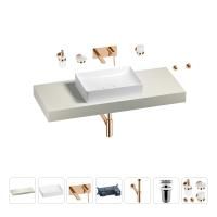 Раковина 50 см со столешницей 120 см Wellsee Pure BY Wellsee 201011329 в наборе 9 в 1: столешница, раковина, встраиваемый смеситель, сифон, выпуск, аксессуары (цвет набора розовое золото)