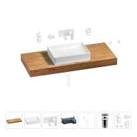 Раковина 50 см со столешницей 120 см Wellsee Pure BY Wellsee 201011365 в наборе 9 в 1: столешница, раковина, встраиваемый смеситель, сифон, выпуск, аксессуары (цвет набора матовый белый)