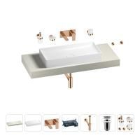 Раковина 75 см со столешницей 120 см Wellsee Pure BY Wellsee 201011684 в наборе 9 в 1: столешница, раковина, встраиваемый смеситель, сифон, выпуск, аксессуары (цвет набора розовое золото)