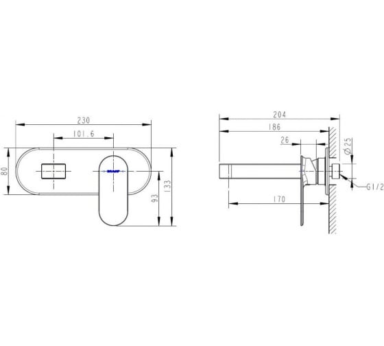 Смеситель для ванны и душа Bravat Gina P69182C-ENG